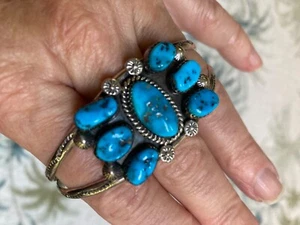 J Begay Sterling Türkis Indianer Manschette Armband - Bild 1 von 5