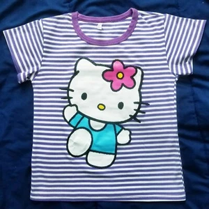 HELLO KITTY Sanrio Girl T-shirt Size M 10-12 Purple & White TSHIRT Graphic Print - Picture 1 of 5