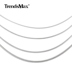 Collar de cadena de serpiente redonda de acero inoxidable de 22" de 22" de 0,9/1,2/1,5/2,0 mm para hombres y mujeres - Imagen 1 de 13