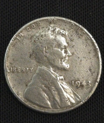 1943 P Steel Lincoln Wheat small cent error ghost 4 missing in date weak strike - Image 1 of 4