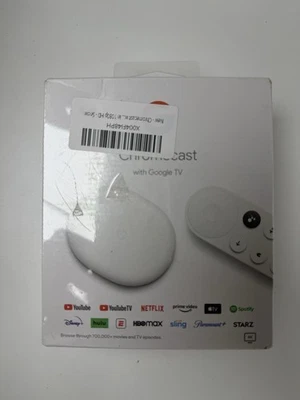 Chromecast Google TV 4K Streaming Device Voice Remote Snow DAMAGED RETAIL BOX - Image 1 of 2