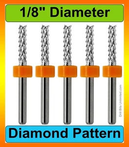 1/8" Router Bit Carbide Diamond Pattern Flutes 5 PCS Composite Carbon Fiber R145 - Picture 1 of 5