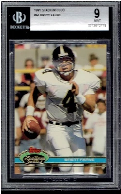 Stadium Club Brett Favre 1991 #94 BGS 9 Green Bay Packers Salón de la fama como nuevo radiocontrol novato Foto 1 de 2