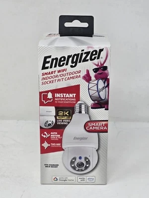Energizer Smart WiFi Indoor/Outdoor Socket P/T Camera EOP1-1001, White, 2K - NEW - Image 1 of 4