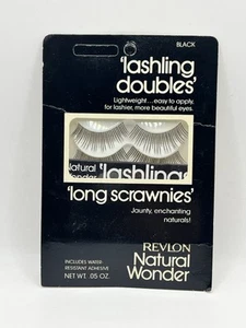 REVLON Natural Wonder Lashling Doubles LONG SCRAWNIES Black False Eyelashes NOS - Picture 1 of 8