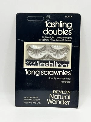 REVLON Natural Wonder Lashling Doubles LONG SCRAWNIES Black False Eyelashes NOS - Image 1 of 4