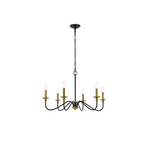 Rohan 30 inch chandelier in matte black and brass - Picture 1 of 6