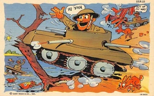 Military Tanks RAY WALTERS Army Comics WWII USA-23 c1940s Vintage Postcard - Picture 1 of 1