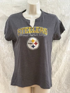 NFL PIttsburgh STEELERS Women’s T-Shirt~SMALL~Gray COTTON-Poly NOTCHED Neck NEW - Picture 1 of 4