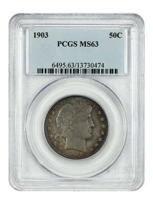 Medio dólar de peluquero 1903 50C graduación profesional MS63 Foto 1 de 4