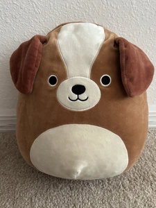 Squishmallows originale 12 pollici piccolo marrone e crema cucciolo cane cane giocattolo morbido - Foto 1 di 11