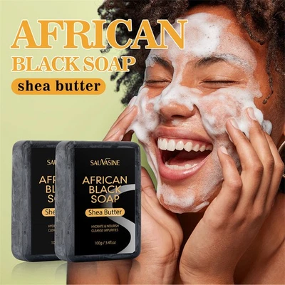100G Shea Butter Black Soap Bar Soap For Hydrate Nourish Cleanse Impurities - Image 1 of 4