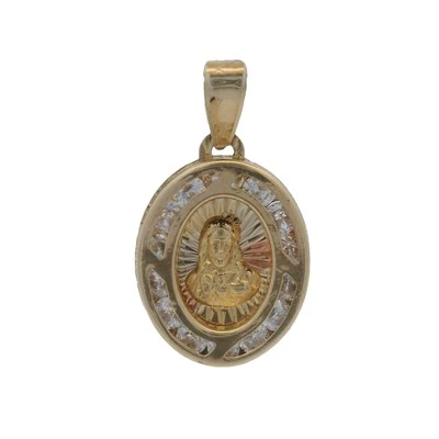 Colgante religioso Jesús circonita cúbica circonita cúbica circonita cúbica 14k 585 oro amarillo Foto 1 de 4