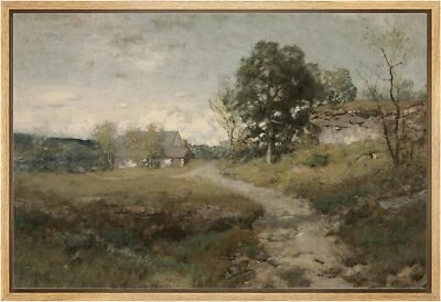 Wall26 Countryside Village Landscape Rustic Framed Wall Art Canvas Print - Image 1 of 4