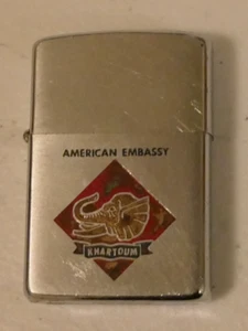 1950s Zippo Lighter American Embassy Khartoum Sudan Africa Elephant Rare - Picture 1 of 23