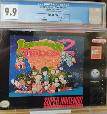 Lemmings 2: The Tribes Super Nintendo SNES 1994  V-Seam CGC 9.9 A+ Top Pop - Image 1 of 4