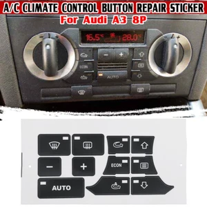 Für AUDI A3 8P A/C Klimabedienteil Druckknopf Reparatur Restaurierung Aufkleber - Bild 1 von 8