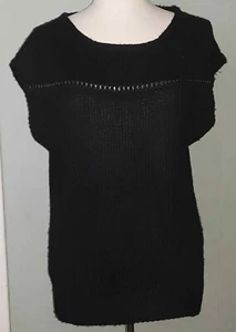 Calvin Klein Sweater Vest Sleeveless Beaded Solid Black NWT $90 Sz L c1853 - Picture 1 of 8