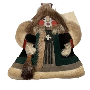 Vintage 80's Inuit Style Handmake Eskimo Pelt Pillow Doll Eskimo - Picture 1 of 10