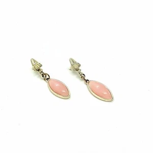 Women Pink Seashell Earrings Drop Stud Gold Oval Dangle Design Jewelry - Picture 1 of 1