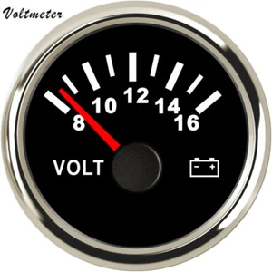 52MM/2" Black Volt Gauge 8-16V For Car Truck Marine Motorcycle Red LED USA STOCK - Foto 1 di 7
