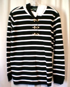 NWT LAUREN RALPH /LAUREN BLACK/WHITE LONG SLEEVE HOODIE SIZE 1X - Picture 1 of 3