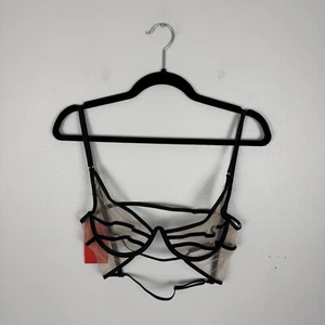 God Save Queens Forget Me Not Bustier BH Gr. L Large schwarz Netz Träger sexy - Bild 1 von 8