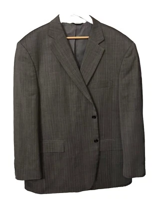 Blazer Joseph & Feiss Hombre 50 R Gris con Negro 100% Lana Worsted Dos Botones Foto 1 de 4