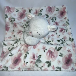 Gerber Modern Moments Lamb Lovey Pink Roses Baby Plush Security Blanket - Picture 1 of 7