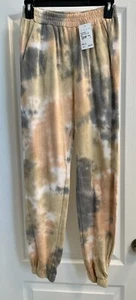 Lush Women's Coral Yell Tie Dye Sweatpants with Pockets Size Small New with Tags - Picture 1 of 5