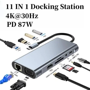 USB C HUB Adapter 11 in 1 with USB 3.0 4K-HDMI PD Docking Station For PC&Laptop - Picture 1 of 12