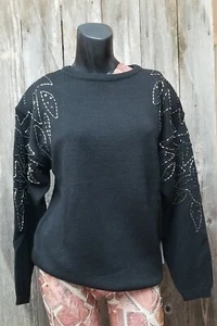 Vintage Breckenridge Women's Acrylic Wool Black Sweater Size M - Picture 1 of 6