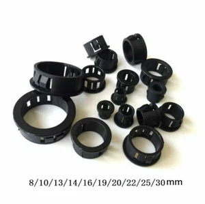 8mm ~ 30mm Black Round Grommet Plastic Plug Bungs Cable Wiring Protect Bushes - Picture 1 of 5