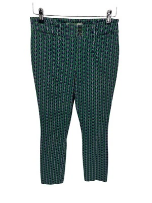 Anthropologie Essential Slim Trouser Pants Womens 4 Green Blue Butterfly Cotton - Image 1 of 4