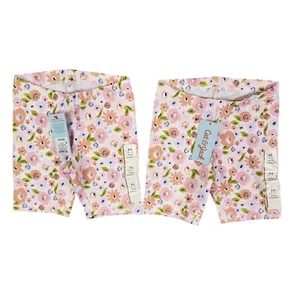 2 Pack Girls Cat & Jack Pink Floral Bike Shorts Mid Rise 5" Inseam XS (4-5) - Picture 1 of 11