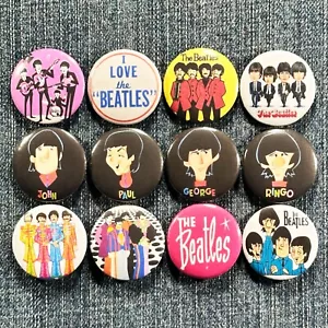 BEATLES 60er 70er Musik 1" Pinback Buttons Classic Rock Lennon McCartney 12 Pins - Bild 1 von 5