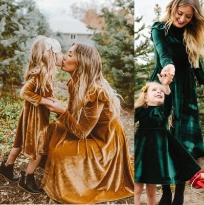 Autumn Mother Daughter Dress Full Sleeve Clothes Family Matching Outfits Look - Image 1 of 4