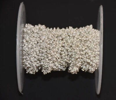 Cadena rosario cuentas de perlas de vidrio chapadas en plata de 2 mm fabricación de joyas suministros hágalo usted mismo Foto 1 de 4