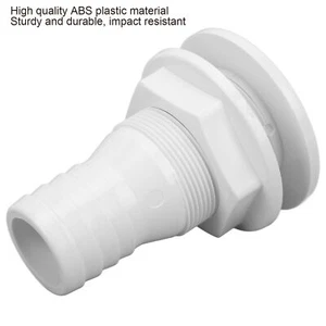 ❥White 1‑1/2in Thru Hull Fitting Straight ABS Hose Connector Accessory For Boats - Picture 1 of 12
