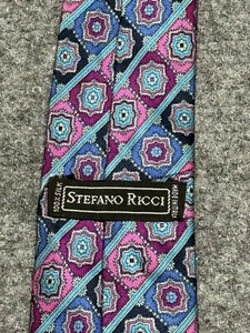 Stefano Ricci Tie Pink Purple Blue Geometric Necktie Luxury Designer Italy - Picture 1 of 7
