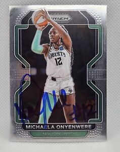 MICHAELA ONYENWERE AUTOGRAPH SIGNED 2022 PANINI PRIZM WNBA CARD #140 NY LIBERTY