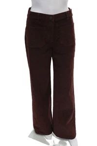 Nili Lotan Womens Cotton Corduroy Pocketed Wide Legged Pants Brown Size 4 - Picture 1 of 5