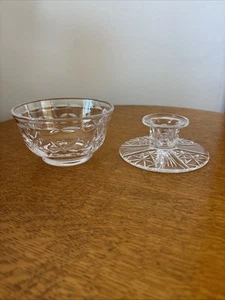 Two Pieces Of Stuart Glass Crystal Small Dish And Candle Holder - Picture 1 of 4