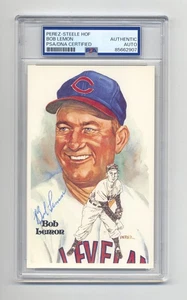 BOB LEMON  AUTOGRAPHED PEREZ STEELE POST CARD -   PSA/DNA Encapsulated - Picture 1 of 1