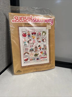 Sunset Stitchery My ABC's Needlepoint Embroidery 16 x 20 Sealed Unused JC Penney - Image 1 of 4