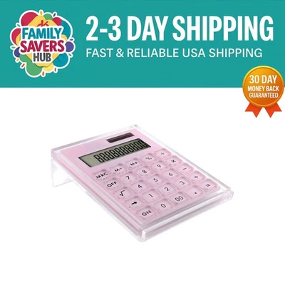 Practical Pink Acrylic Calculator Set with Non-Skid Stand – Home Office Chic - Image 1 of 4