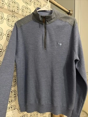 Vineyard Vines Jim Nantz Mens Sweater SMALL Blue Merino Wool Palmetto SC Logo - Image 1 of 4