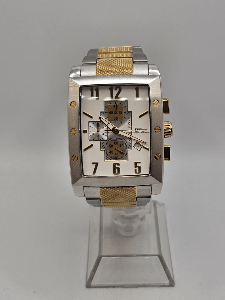 Raro Reloj DANIEL STEIGER Modelo 389 Dos Tonos Para Hombre Cronógrafo Fecha Acero Inoxidable WR Foto 1 de 4