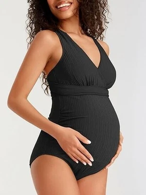 NEW 12 Summer Mae Maternity Swimsuit Tummy Control Bathing Suit V-Neck Swimwear - Image 1 of 4