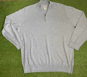 LL Bean Soft 1/4 Zip 2XL Tall Mock Neck Grey Cotton Cashmere Sweater EUC 2XLT - Picture 1 of 5